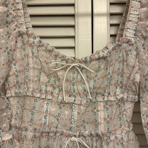 FOR LOVE & LEMONS NWT Eyelet Mini dress with bows - Picture 2 of 4